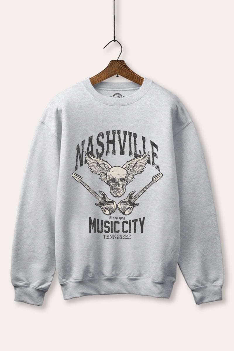 nashville music city graphic fleece sweatshirt