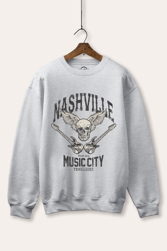 nashville music city graphic fleece sweatshirt