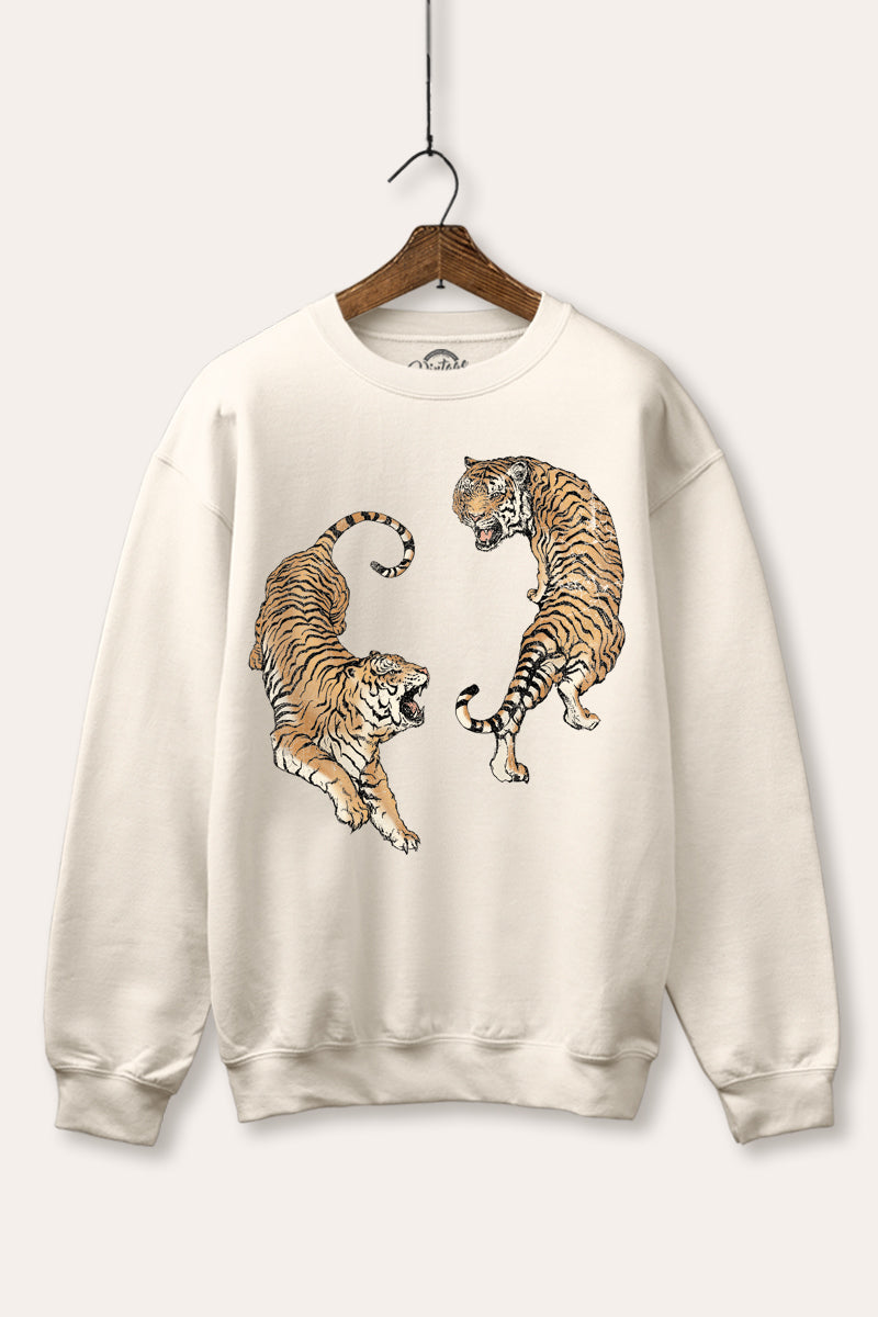 roaring tigers graphic fleece sweatshirt