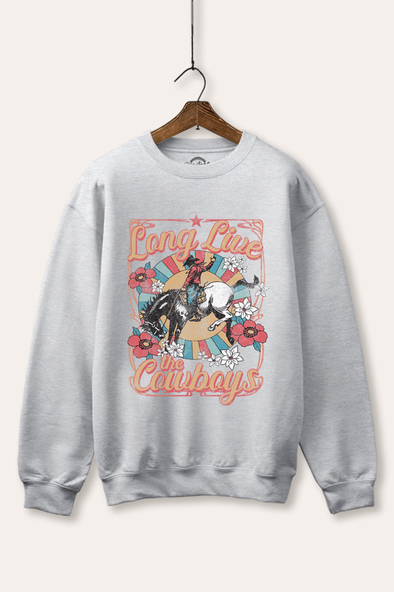 "long live the cowboys" graphic fleece sweatshirt