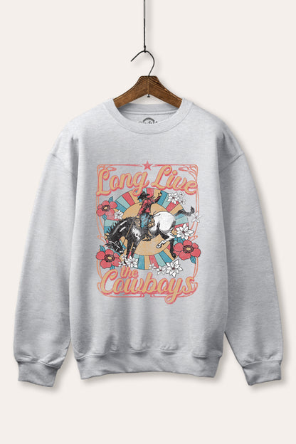 Long Live Cowboys Retro Graphic Fleece Sweatshirt