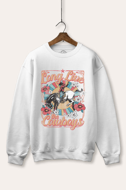 Long Live Cowboys Retro Graphic Fleece Sweatshirt