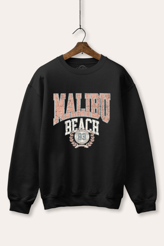 "malibu beach" typography graphic fleece sweatshirt