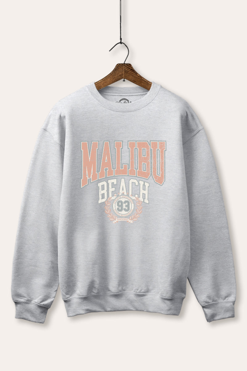 "malibu beach" typography graphic fleece sweatshirt
