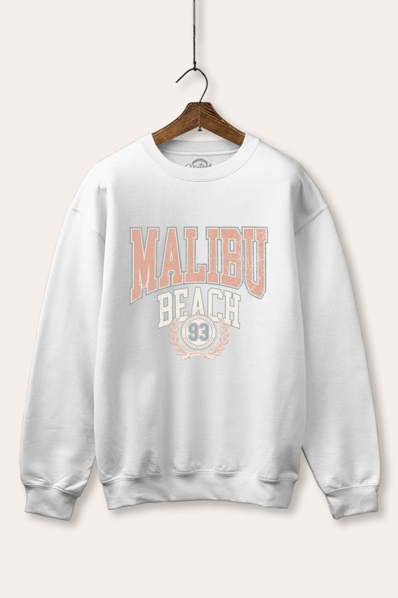 "malibu beach" typography graphic fleece sweatshirt