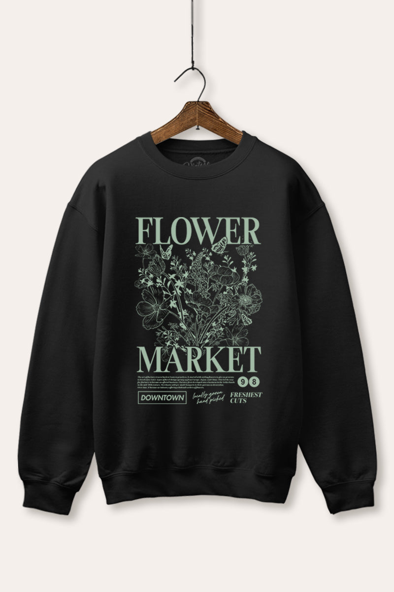 "flower market" bouquet graphic fleece sweatshirt