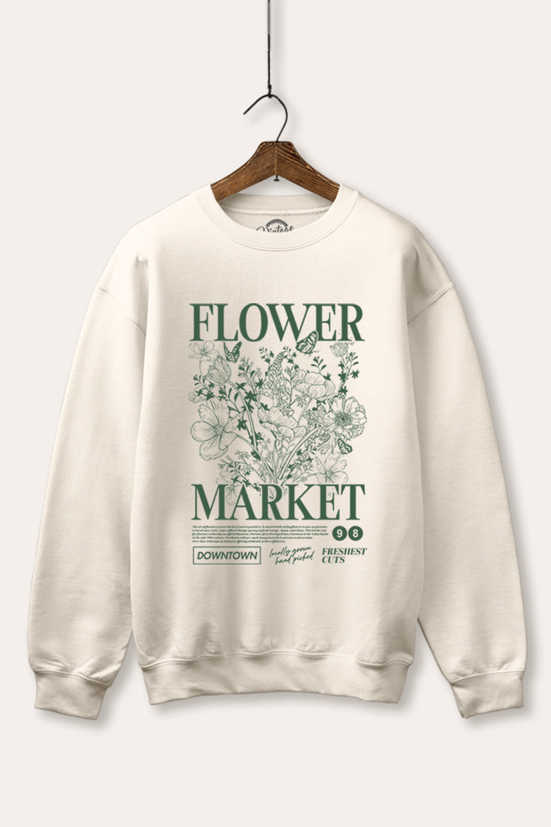 "flower market" bouquet graphic fleece sweatshirt