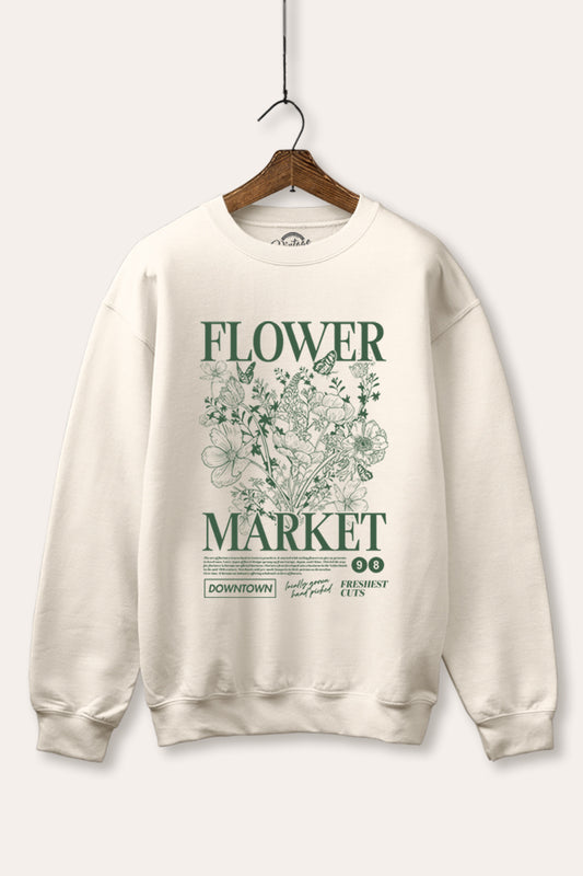 "flower market" bouquet graphic fleece sweatshirt