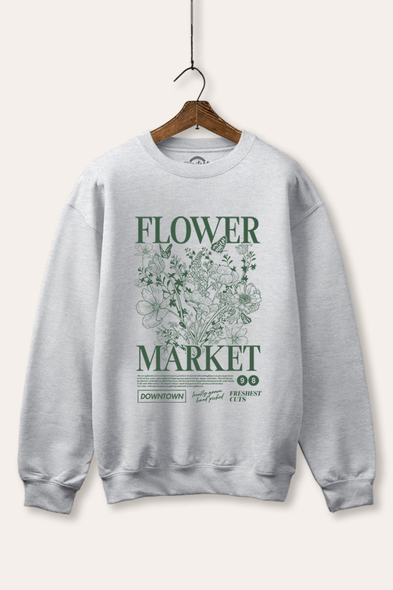 "flower market" bouquet graphic fleece sweatshirt