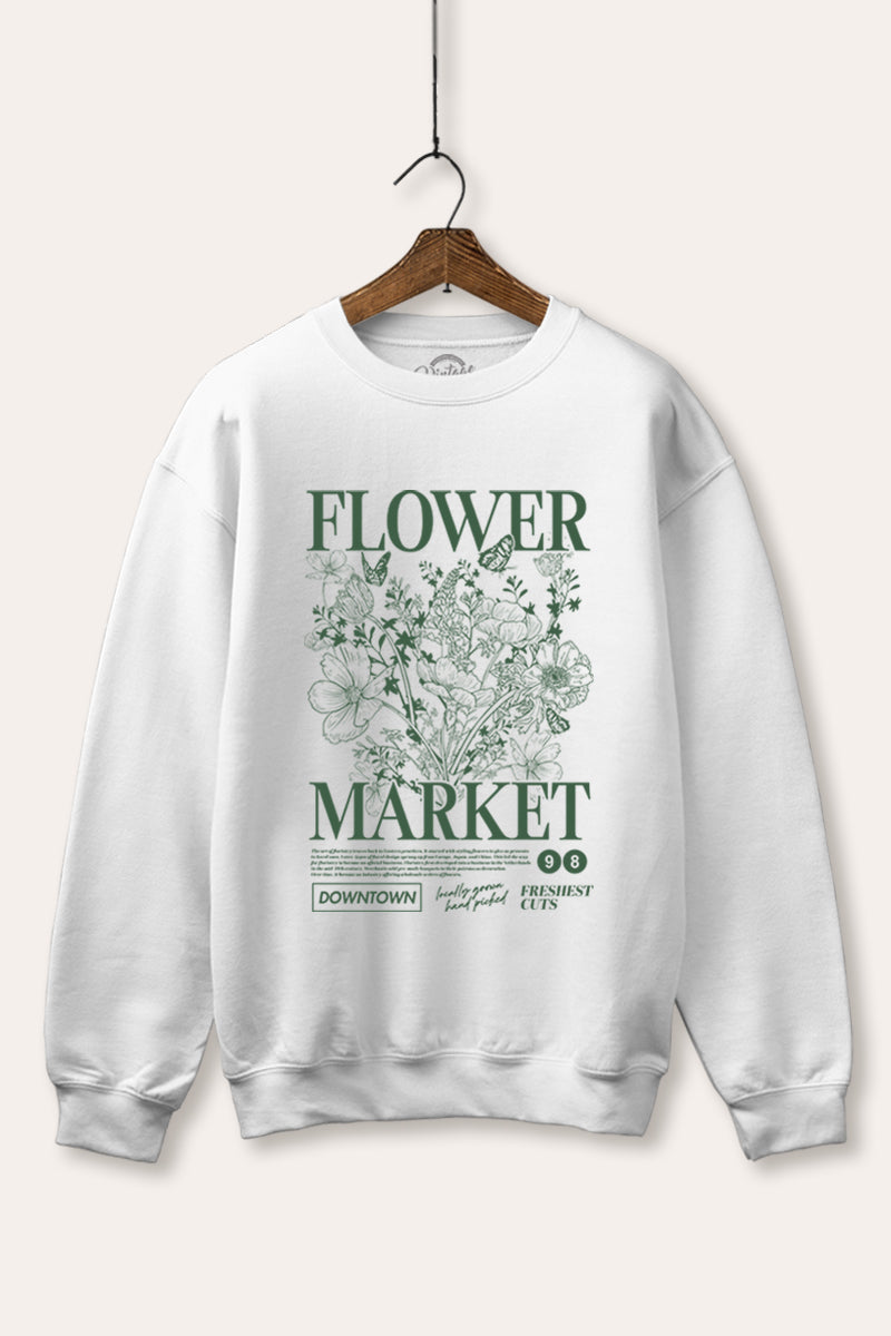 "flower market" bouquet graphic fleece sweatshirt