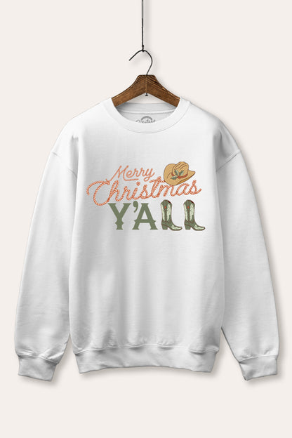 Merry Christmas Y'all Western Graphic Fleece Sweatshirt