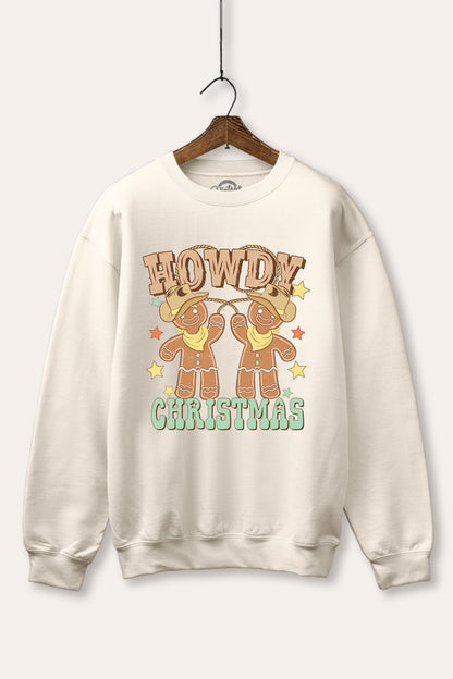 Howdy Christmas Gingerbread Graphic Fleece Sweatshirt