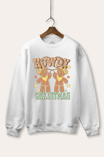 Howdy Christmas Gingerbread Graphic Fleece Sweatshirt