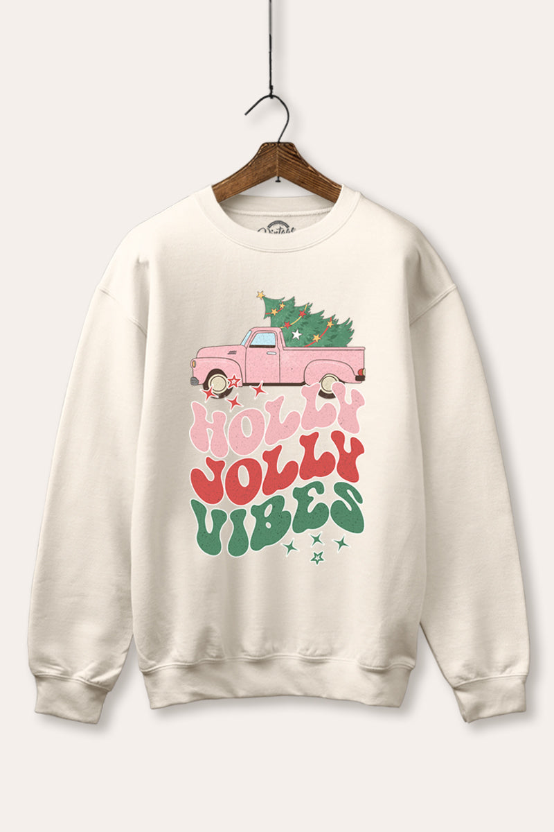 "holly jolly vibes" fleece sweatshirt