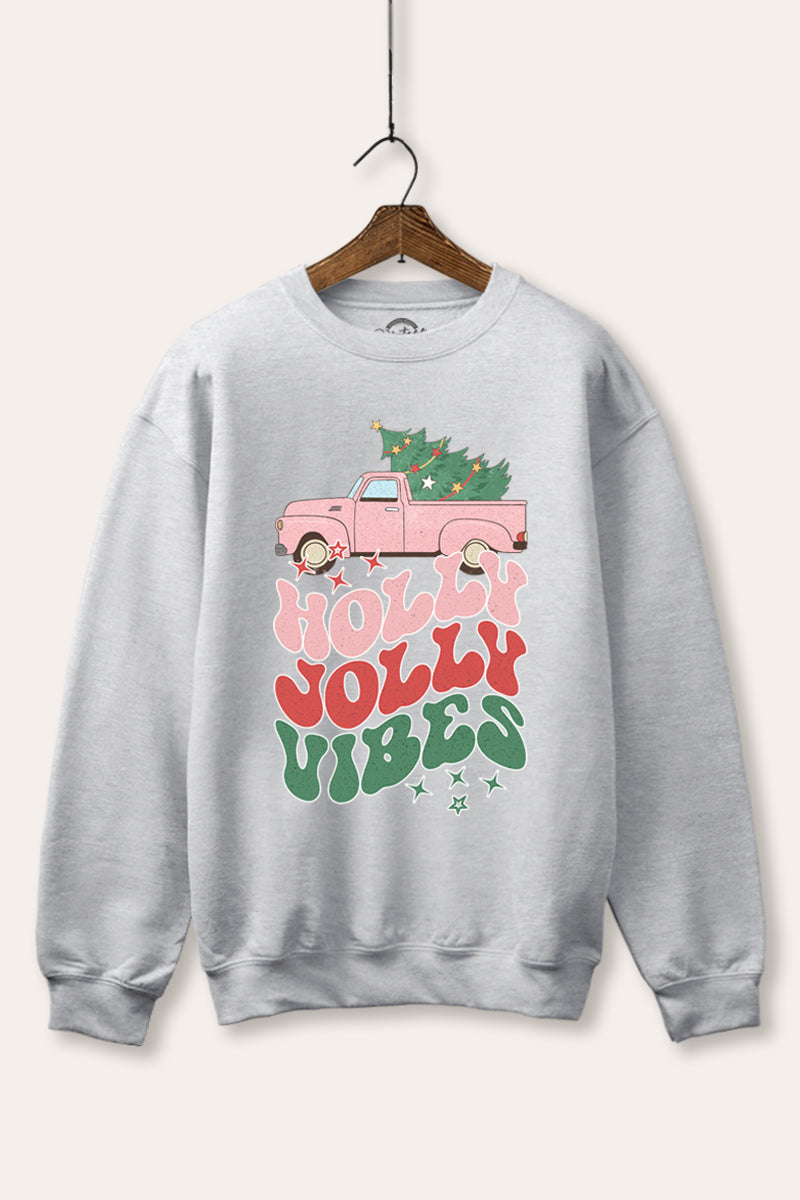 "holly jolly vibes" fleece sweatshirt