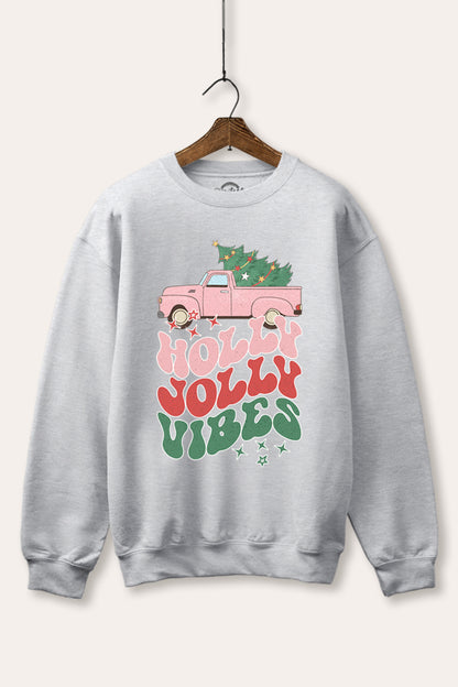 Holly Jolly Vibes Graphic Fleece Sweatshirt