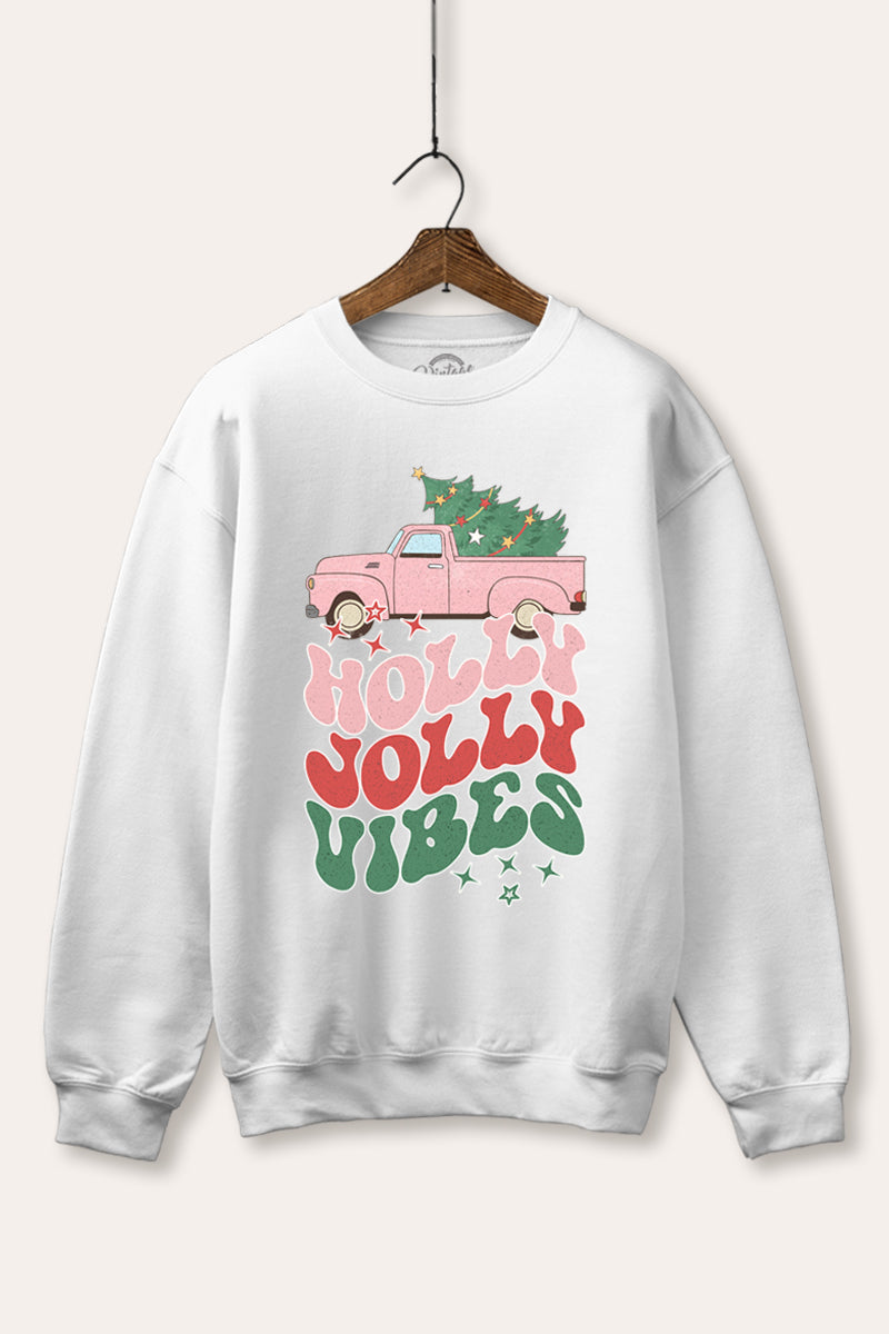"holly jolly vibes" fleece sweatshirt
