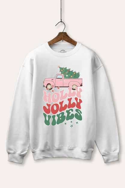 Holly Jolly Vibes Graphic Fleece Sweatshirt