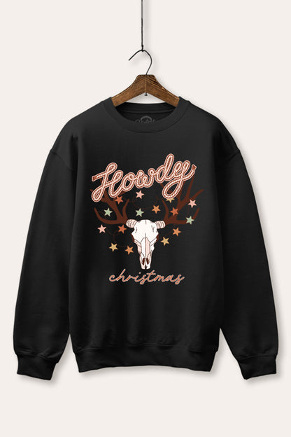 Howdy Christmas Lights Graphic Fleece Sweatshirt