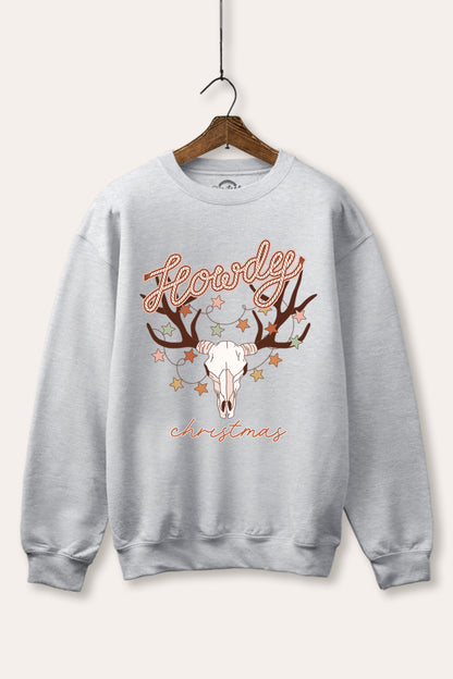 Howdy Christmas Lights Graphic Fleece Sweatshirt