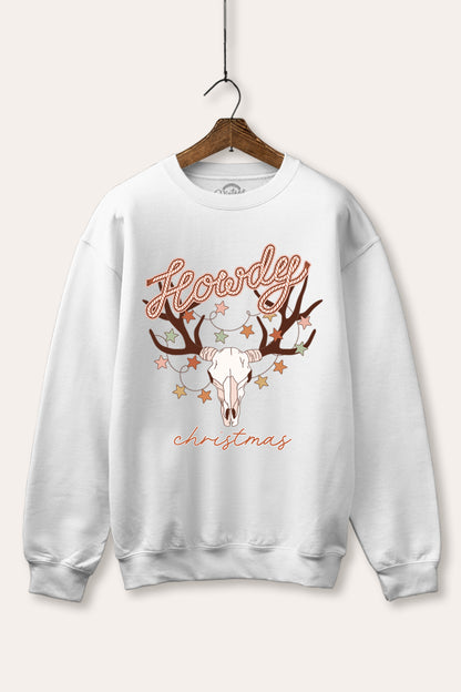Howdy Christmas Lights Graphic Fleece Sweatshirt