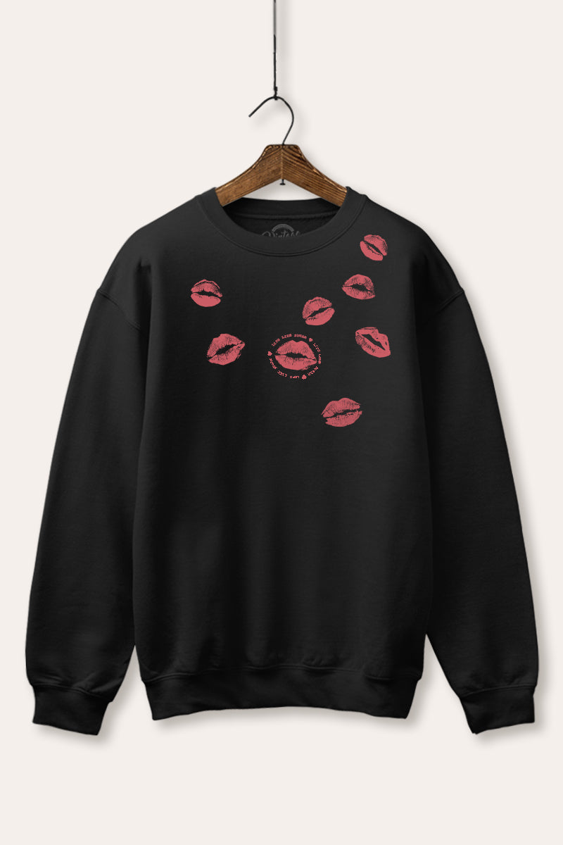 Kiss Mark Lips Graphic Fleece Sweatshirt