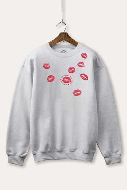 Kiss Mark Lips Graphic Fleece Sweatshirt