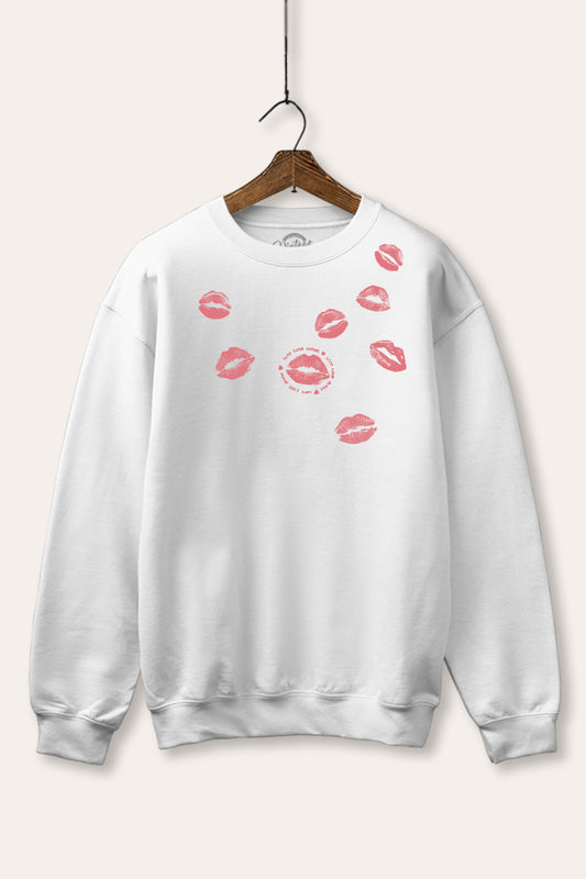 kiss mark lips graphic fleece sweatshirt