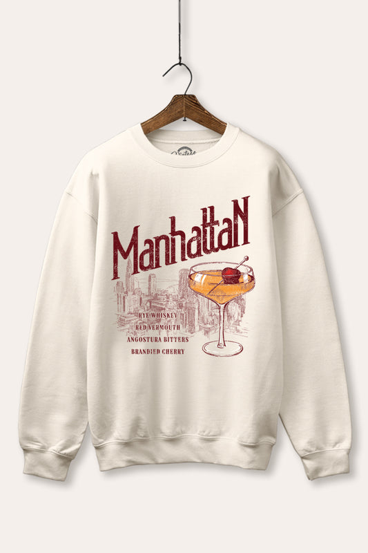 manhattan cocktail graphic fleece sweatshirt
