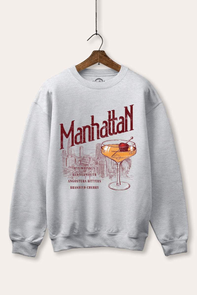 manhattan cocktail graphic fleece sweatshirt