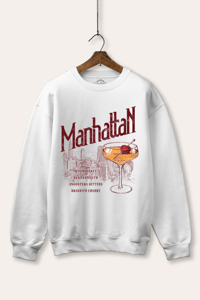 manhattan cocktail graphic fleece sweatshirt