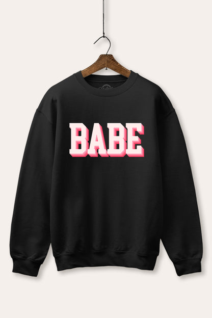 Babe Lettering Graphic Fleece Sweatshirt
