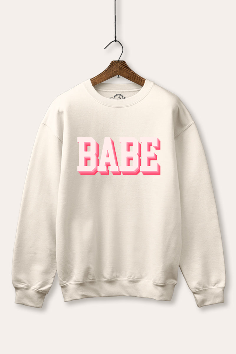 Babe Lettering Graphic Fleece Sweatshirt