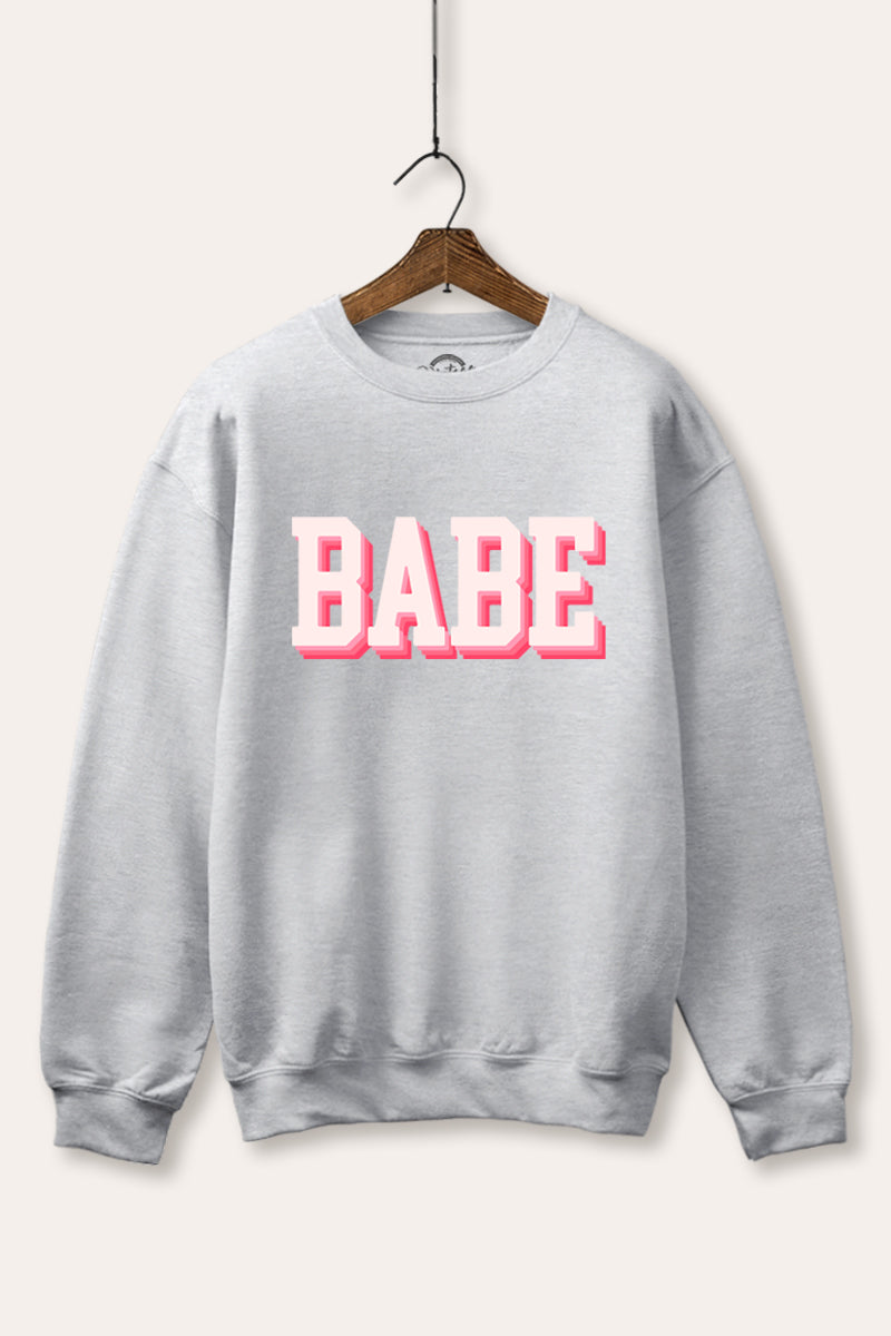 Babe Lettering Graphic Fleece Sweatshirt