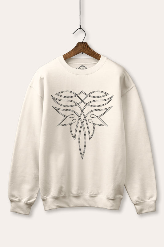 western cowboy boots toe stitch pattern fleece graphic sweatshirt