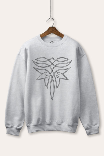 Western Boots Toe Stitch Graphic Fleece Sweatshirt