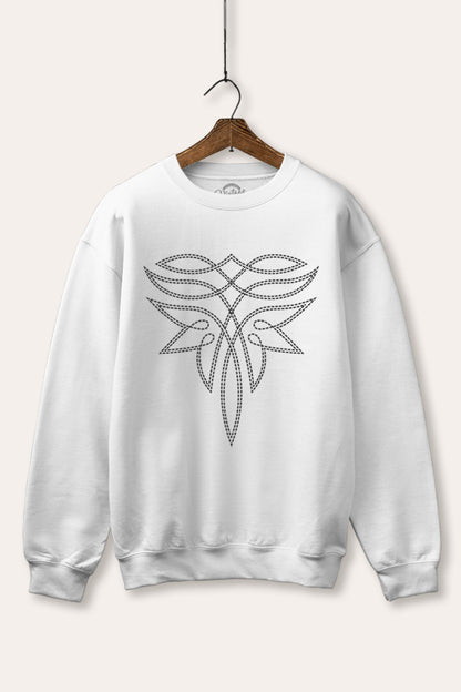 Western Boots Toe Stitch Graphic Fleece Sweatshirt