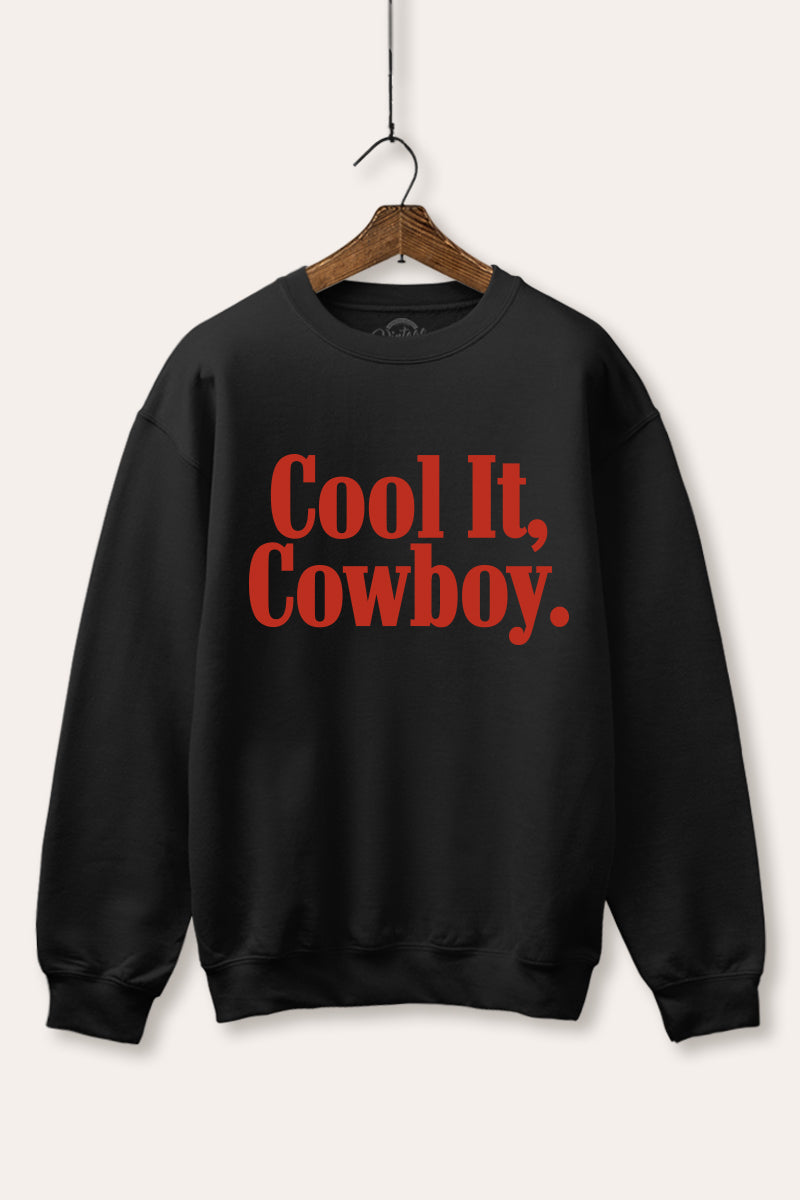 "cool it cowboy" fleece graphic sweatshirt