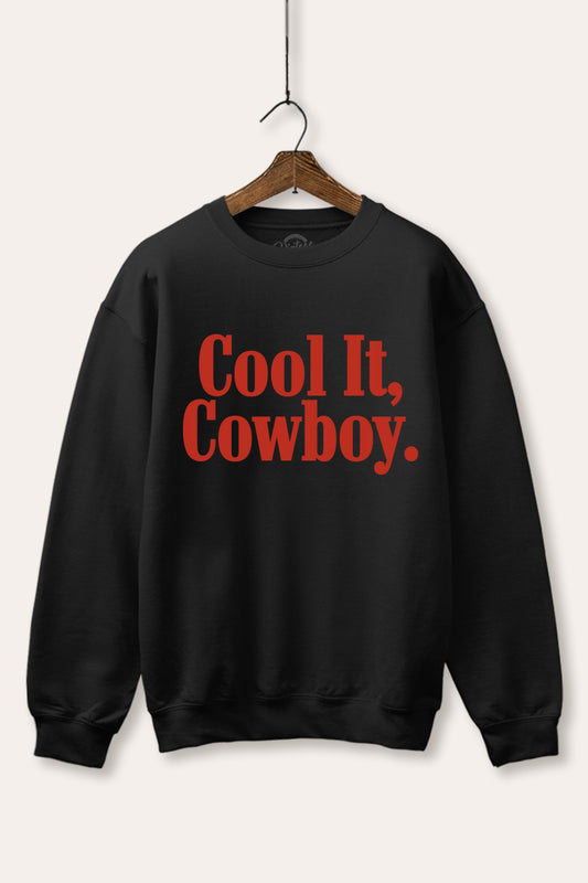 "cool it cowboy" fleece graphic sweatshirt