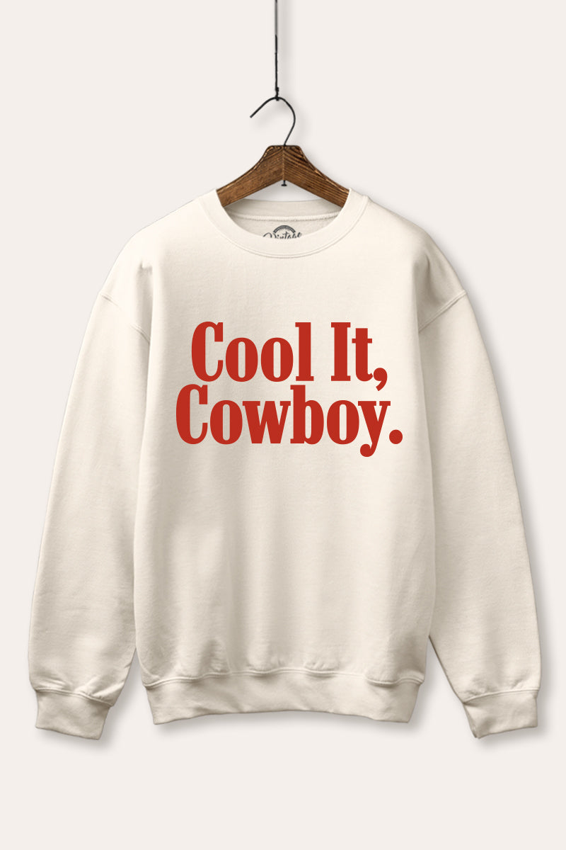 "cool it cowboy" fleece graphic sweatshirt