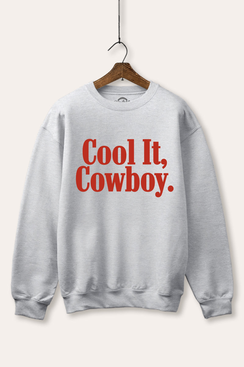 "cool it cowboy" fleece graphic sweatshirt