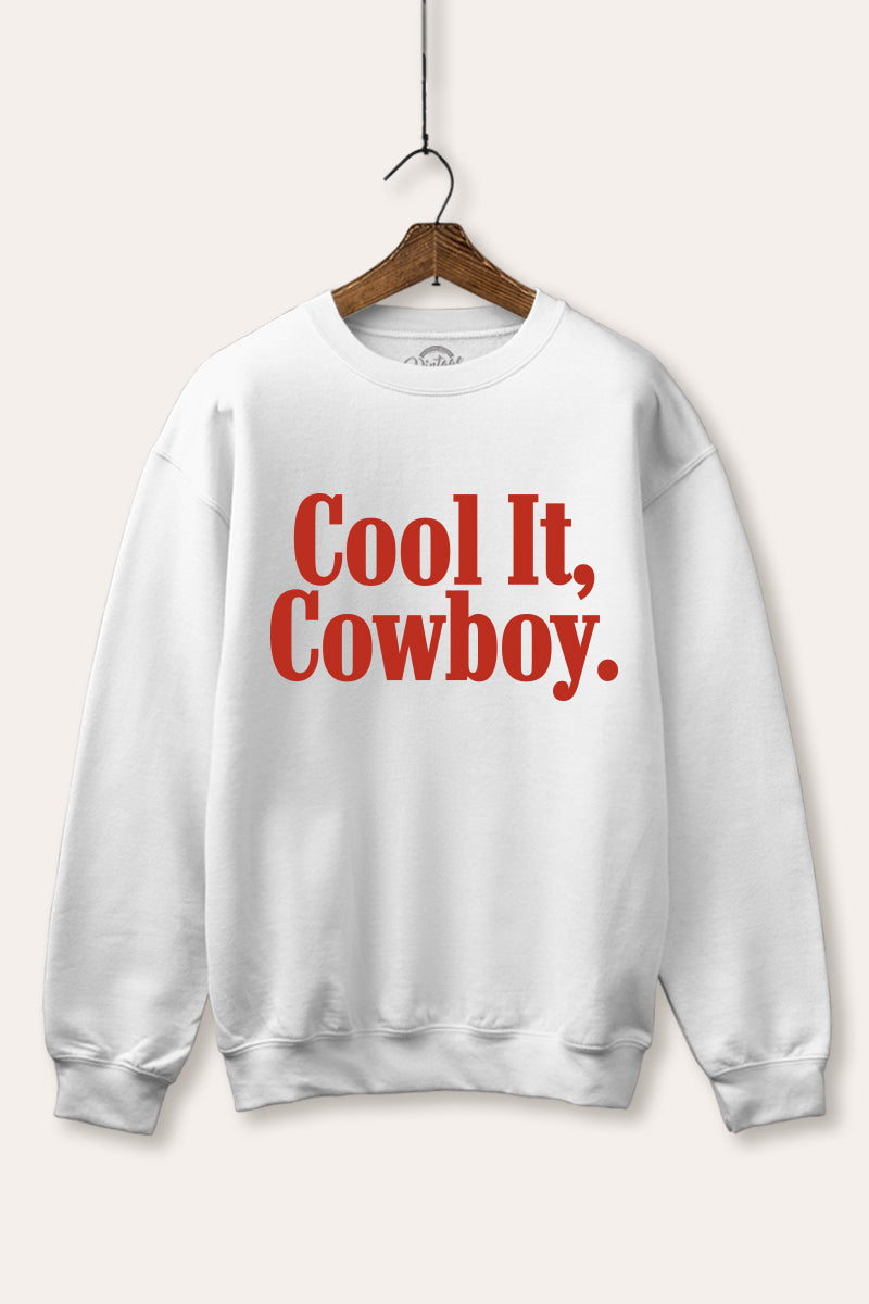 "cool it cowboy" fleece graphic sweatshirt