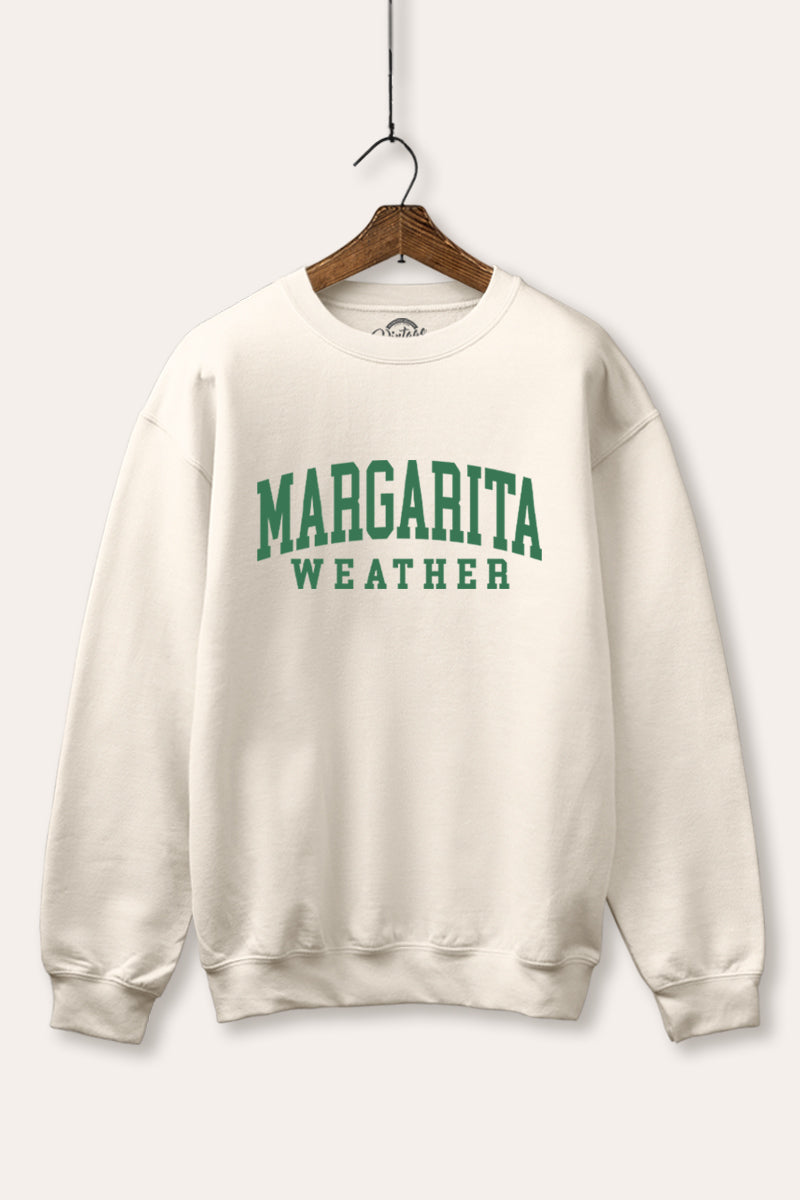 "margarita weather" typography graphic fleece sweatshirt