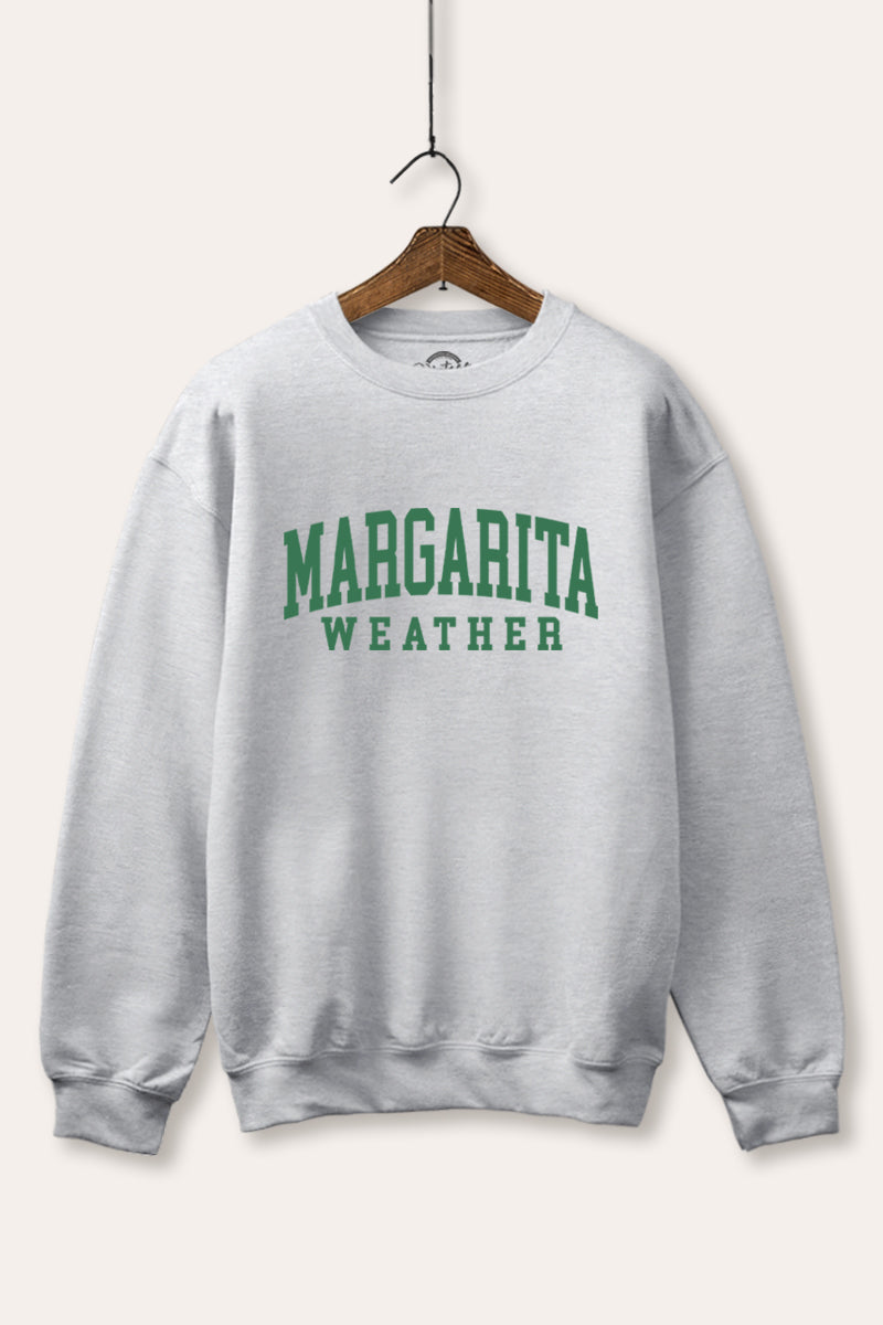 "margarita weather" typography graphic fleece sweatshirt