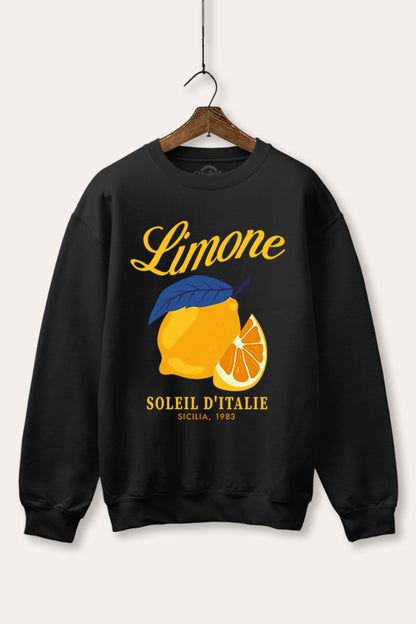 Italy Coastal Lemon Fruit Graphic Fleece Sweatshirt