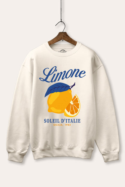 Italy Coastal Lemon Fruit Graphic Fleece Sweatshirt