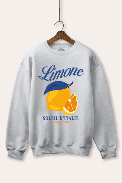 Italy Coastal Lemon Fruit Graphic Fleece Sweatshirt