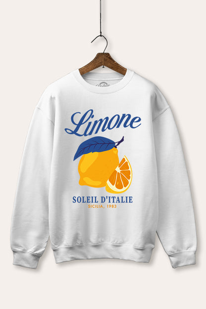 Italy Coastal Lemon Fruit Graphic Fleece Sweatshirt