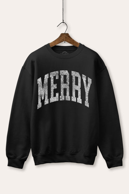 Merry Typography Fleece Sweatshirt