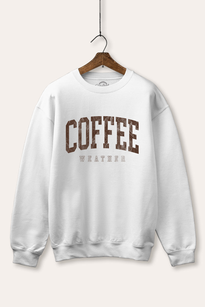 "coffee weather" graphic fleece sweatshirt